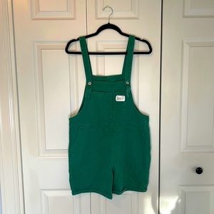 muted green denim romper, SIZE: S, Oregon Duck game day item, never worn 🤍